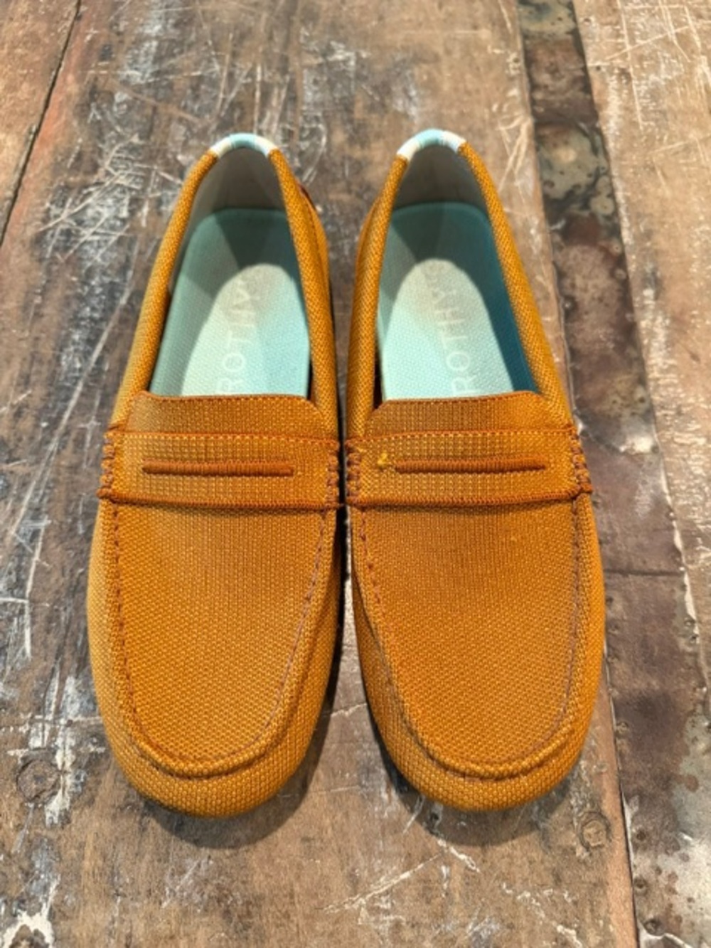 Rothy's Brown Knit Driving Loafers with Ivory Accent